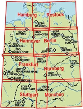 ICAO Karte Deutschland Segelflug, acht Blatt zusammengesetzt