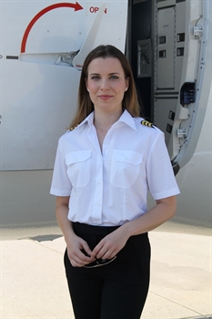 Ladies Pilot Shirt - white, short sleeve