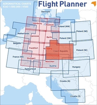 Flight Planner / Sky-Map Visual 500 Karte Tschechien inkl. Anflugkarten