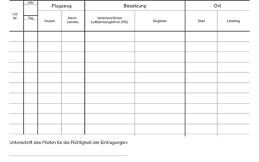 Flight Logbook for Motor glider EU-FCL