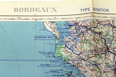 Historische Karte Frankreich Bordeaux 1956