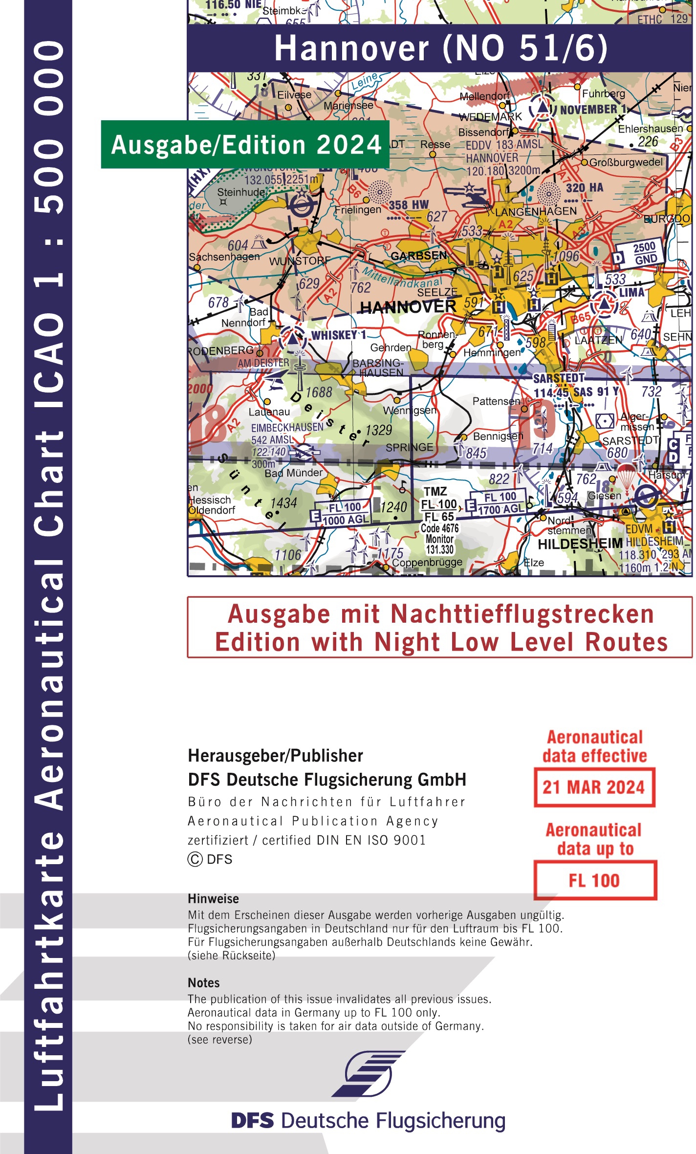 1350N ICAO-Karten 2016 mit Nachttiefflugstrecken Nur für Übungszwecke verwenden 