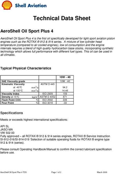 AeroShell Oil Sport Plus 4, 1 Liter