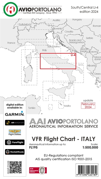 Avioportolano VFR Karte Italien LI-4