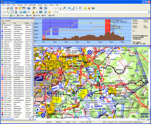 Flight Planner 6 with ICAO-Charts Germany and neighbouring countries