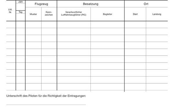 Flight Logbook for Motor glider EU-FCL