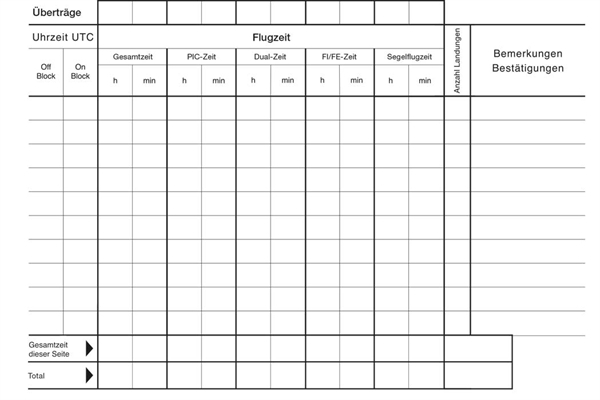 Flight Logbook for Motor glider EU-FCL