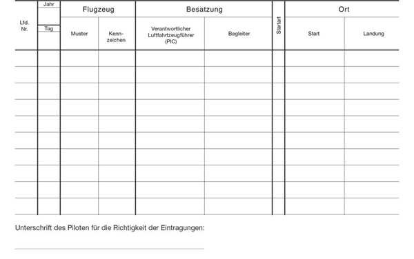 Flight Logbook for Glider EU-FCL