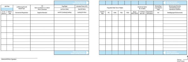 Flight Logbook Glider & TMG EU FCL (Schiffmann)