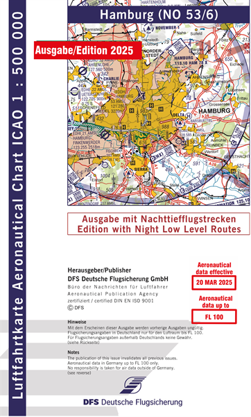 ICAO Karte Hamburg mit Nachttiefflugstrecken