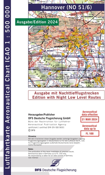 ICAO Chart Hannover with Night Low Level Routes