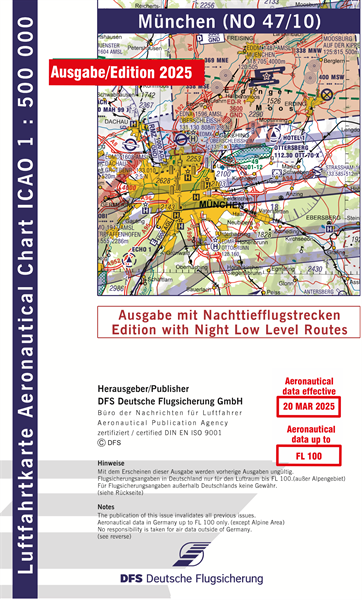 ICAO Karte München mit Nachttiefflugstrecken