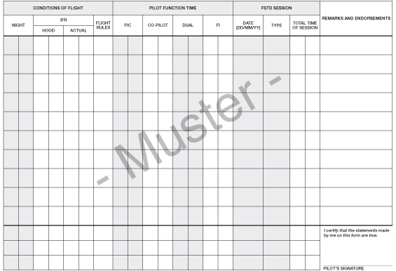 Pilot Logbook EASA FCL