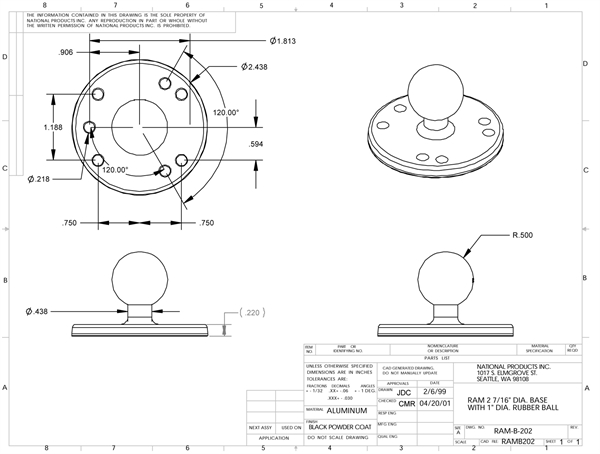 RAM MOUNT Base Plate round (B-Ball)