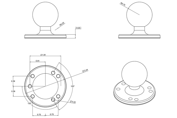 RAM MOUNT Base Plate round (C-Ball)