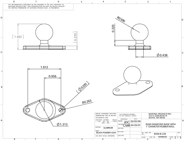 RAM MOUNT Base Plate Diamond (B-Ball)