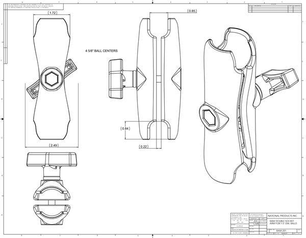 RAM MOUNT Connector 14 cm (C-Ball)