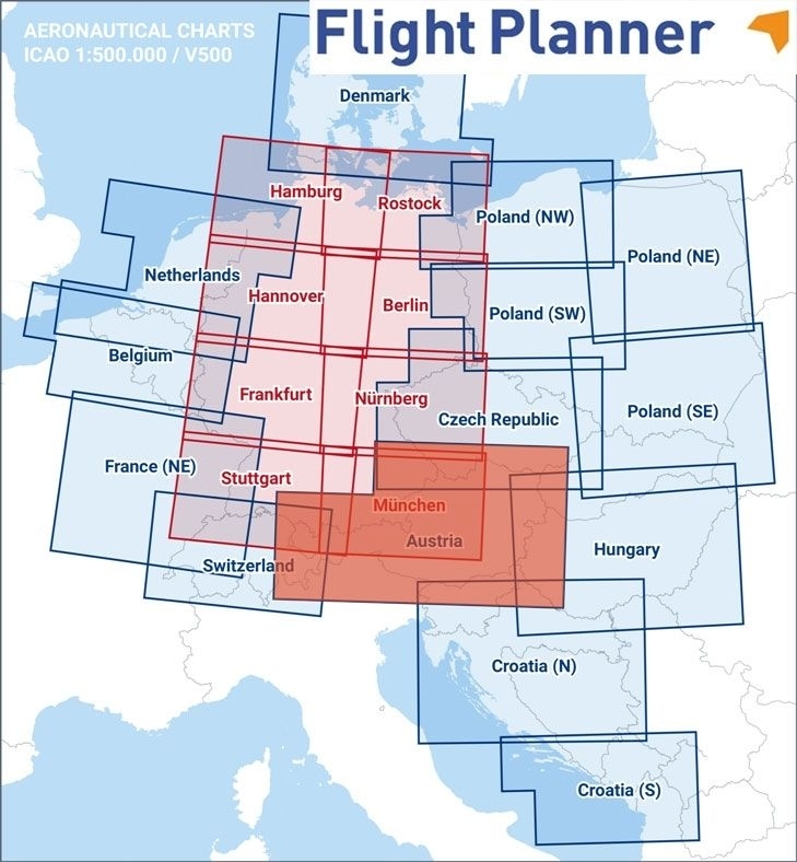 Flight Planner / Sky-Map Visual 500 Karte Österreich