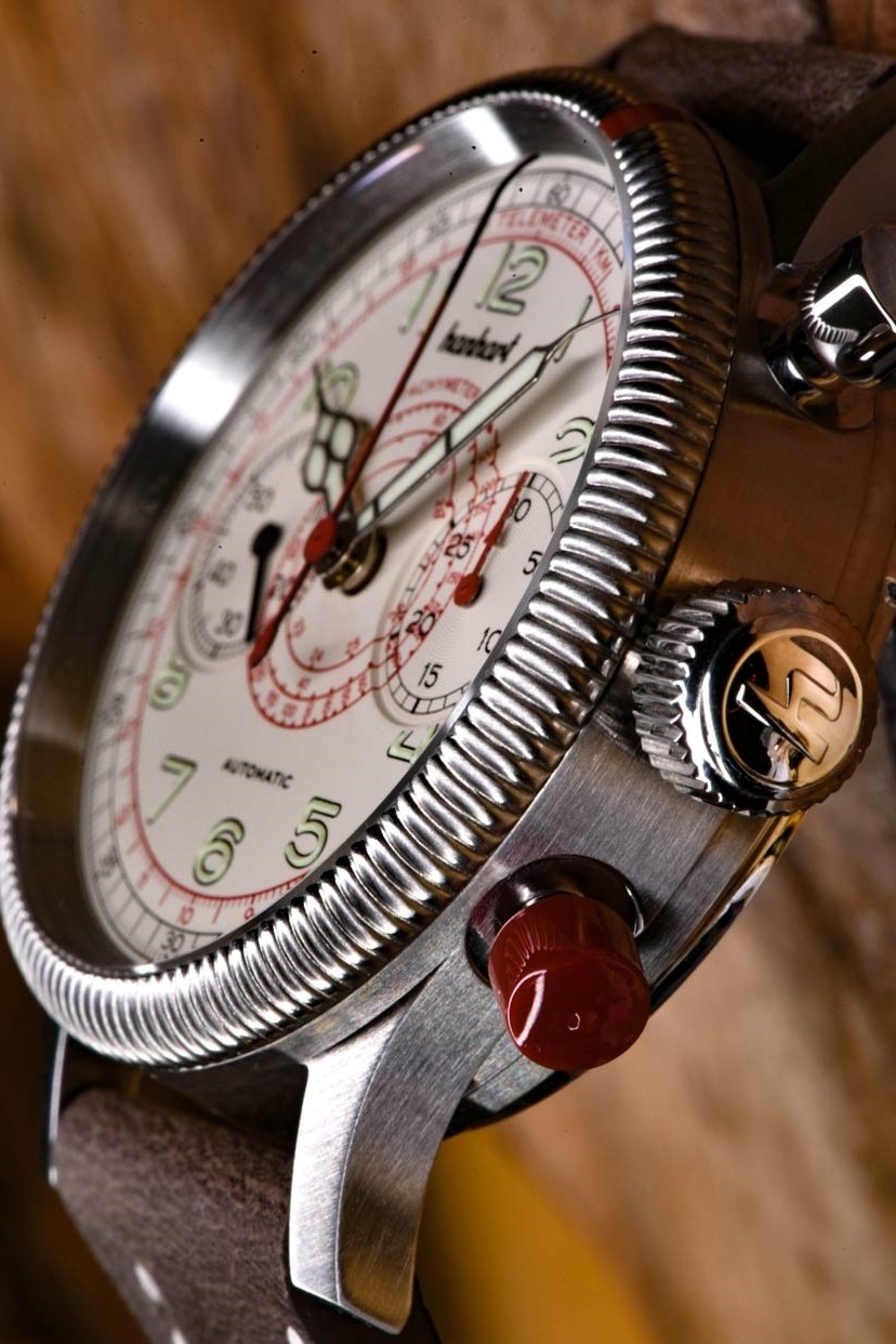 Hanhart Chronograph Tachy Tele, Zifferblatt altweiß