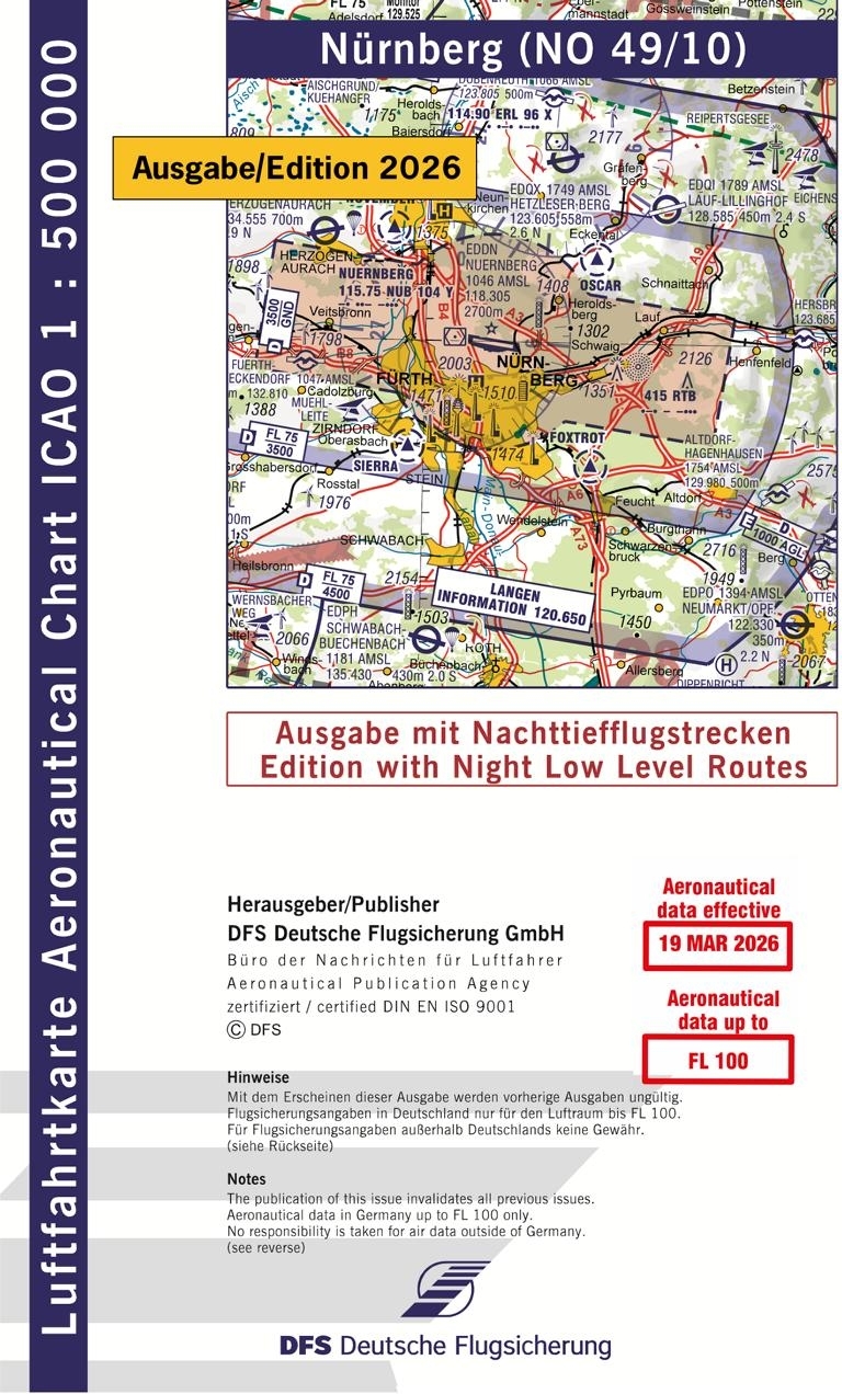 ICAO Karte Nürnberg mit Nachttiefflugstrecken