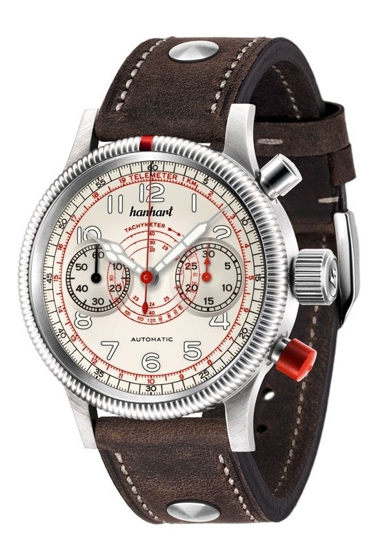 Hanhart Chronograph Tachy Tele, Zifferblatt altweiß