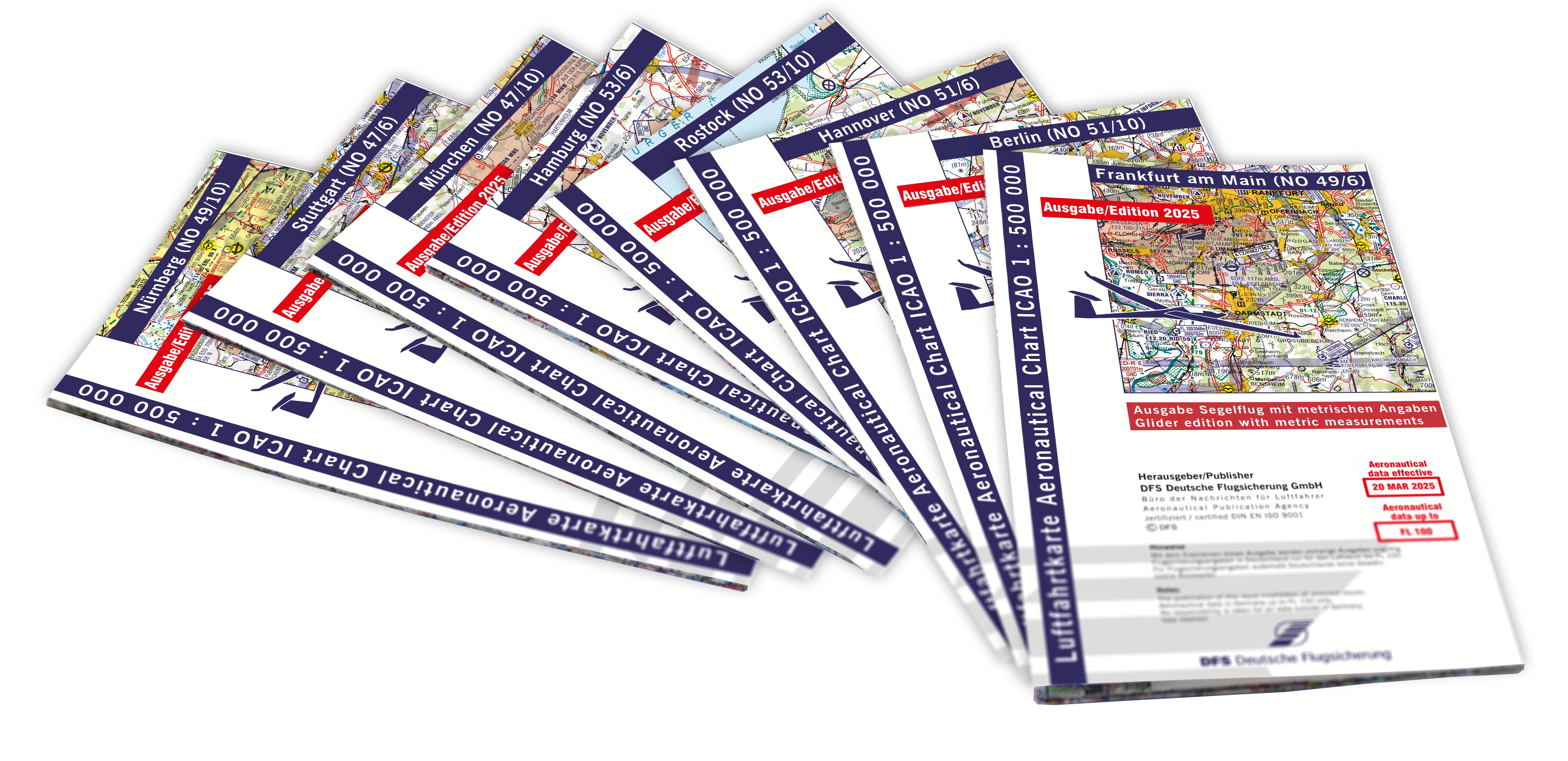 ICAO Karte Deutschland Segelflug, 8 Blatt