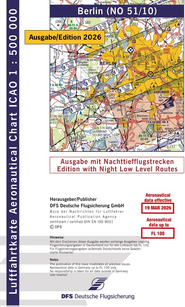 ICAO Karte Berlin mit Nachttiefflugstrecken