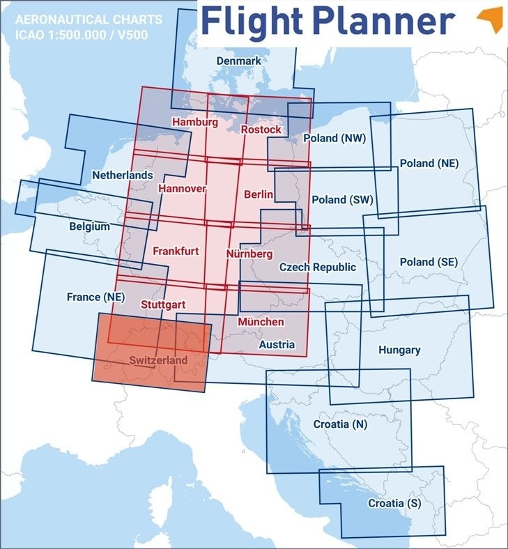 Flight Planner / Sky-Map Visual 500 Karte Schweiz