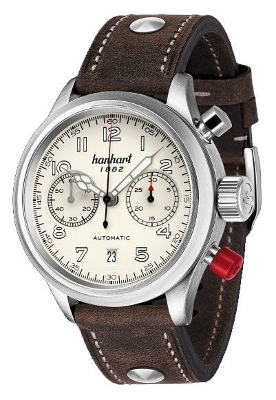 Hanhart Chronograph Pioneer, Zifferblatt altweiß