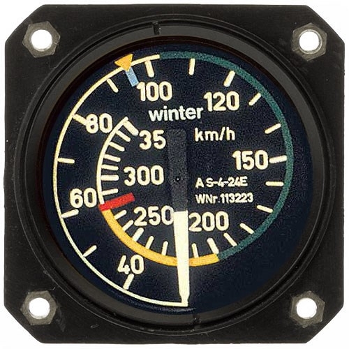 Airspeed Indicator 7 FMS 4, range 0 - 300 km/h