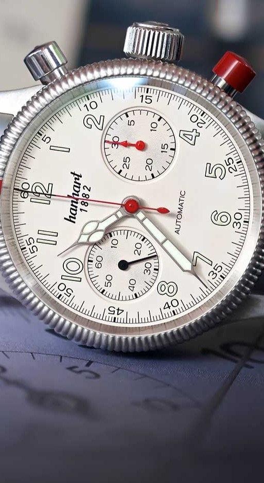 Hanhart Chronograph Pioneer Mk 2, Zifferblatt weiß
