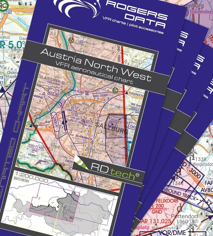 Rogers Data VFR Karte Österreich 1:200.000 4-Blatt 2025