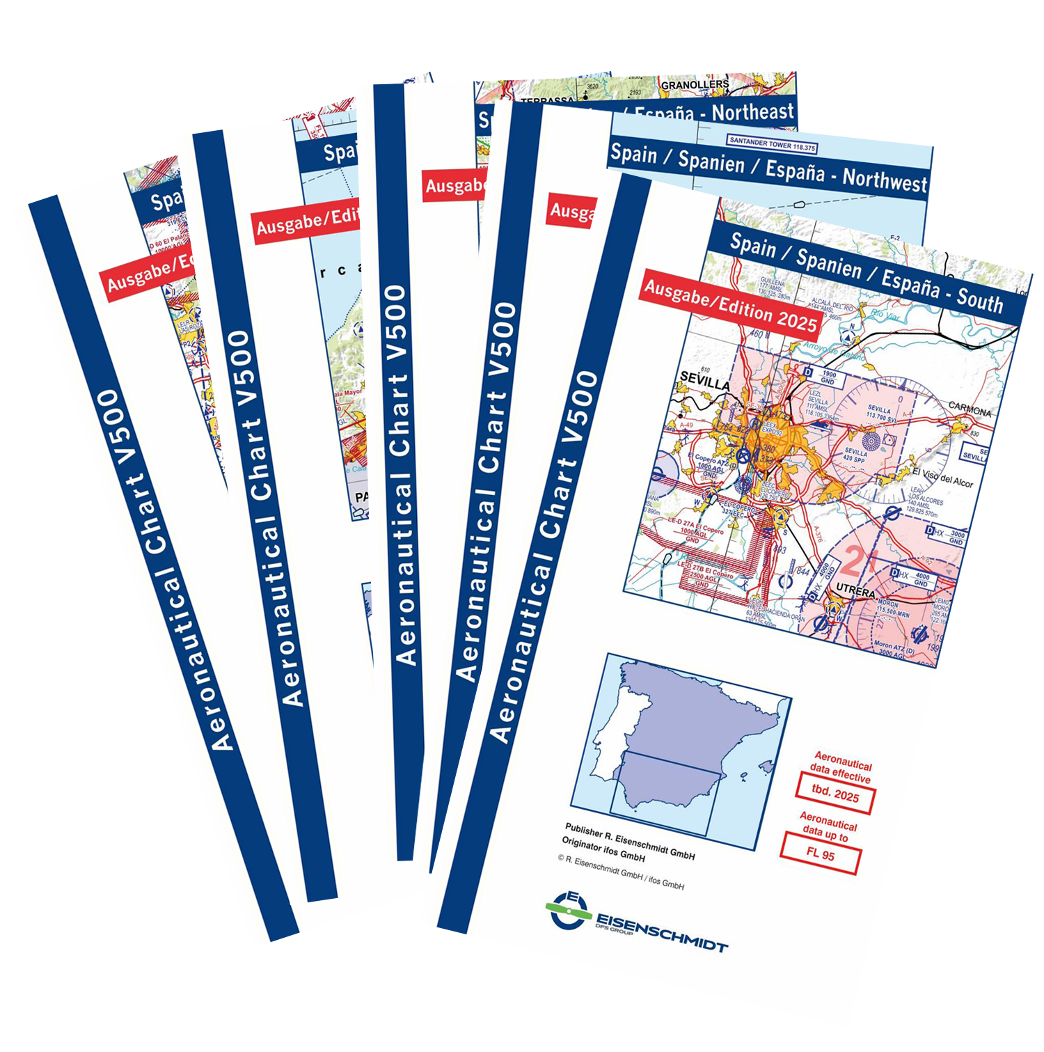 V500-Karte Spanien, 5-Blatt, 2025