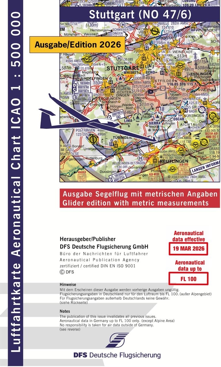 ICAO Karte Stuttgart Segelflug